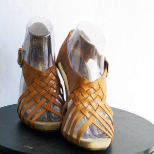 Sam Edelman Brandy Basketweave Leather Sandals US Size 7.5